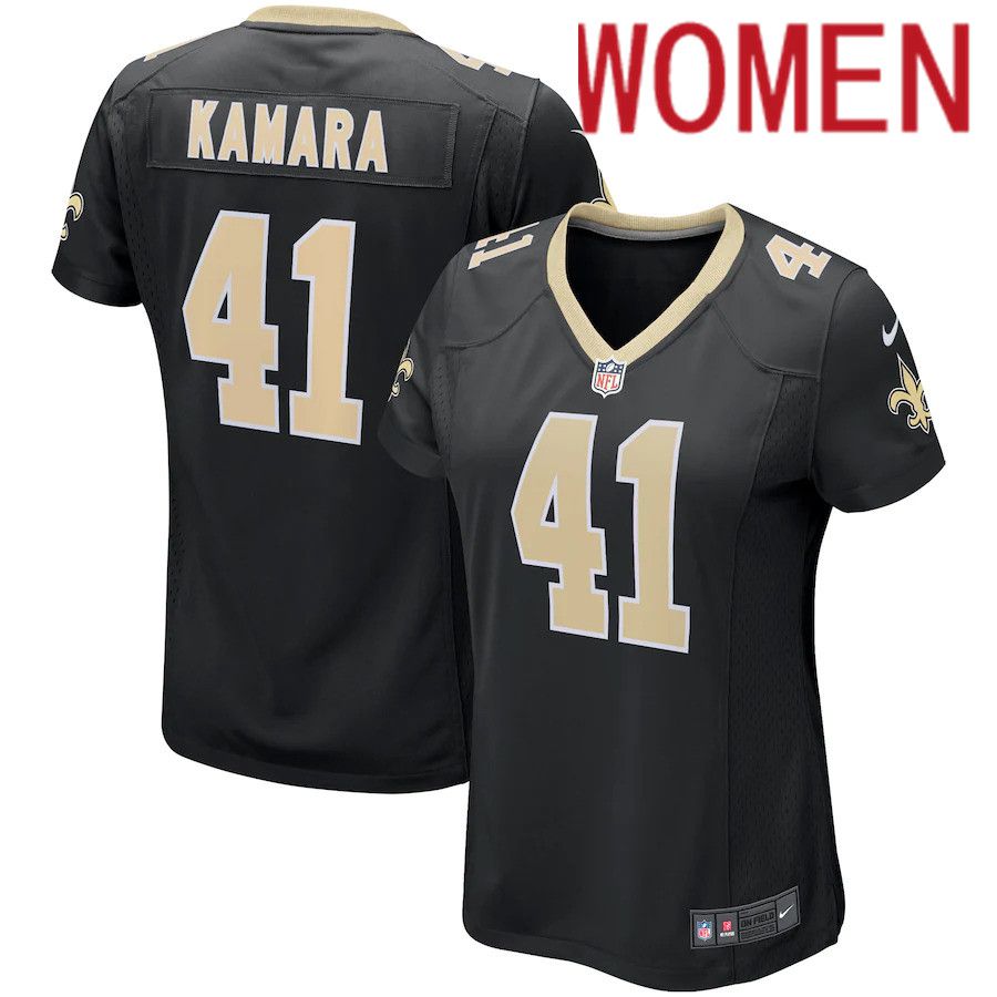 Women New Orleans Saints 41 Alvin Kamara Nike Black Game Player NFL Jersey